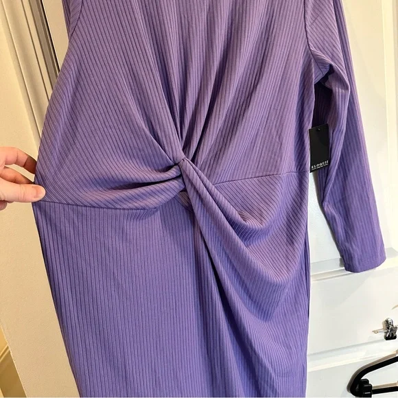 Eloquii Twist Detail Ribbed Mockneck Midi Dress in Purple Size 18/20 - Picture 11 of 12